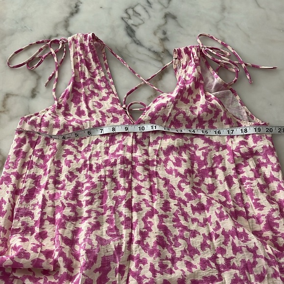 h&m tie detailed crepe v neck Maxi dress Pink Cream Loose Fit S/M - Picture 10 of 14